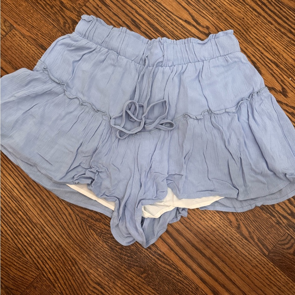 Altar'd State Blue Skorts with Flowy Ruffled Hem
